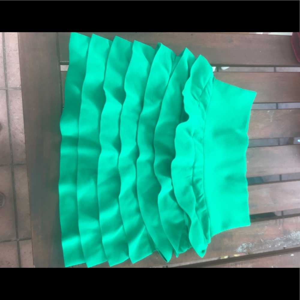 Soho Girl green ruffled skirt